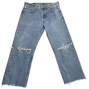 VTG Levi’s 501-0115 Men’s 33 WPL423 Button Fly Cut Off Ankle Jean Frayed Ripped